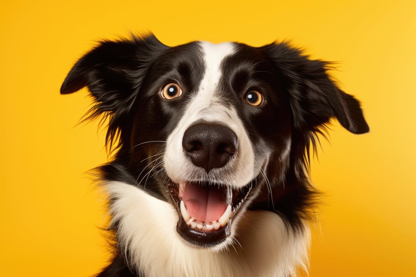 Close-up seekor anjing dari ras border collie