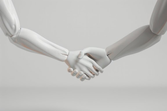 Handshake of two humanoid robots