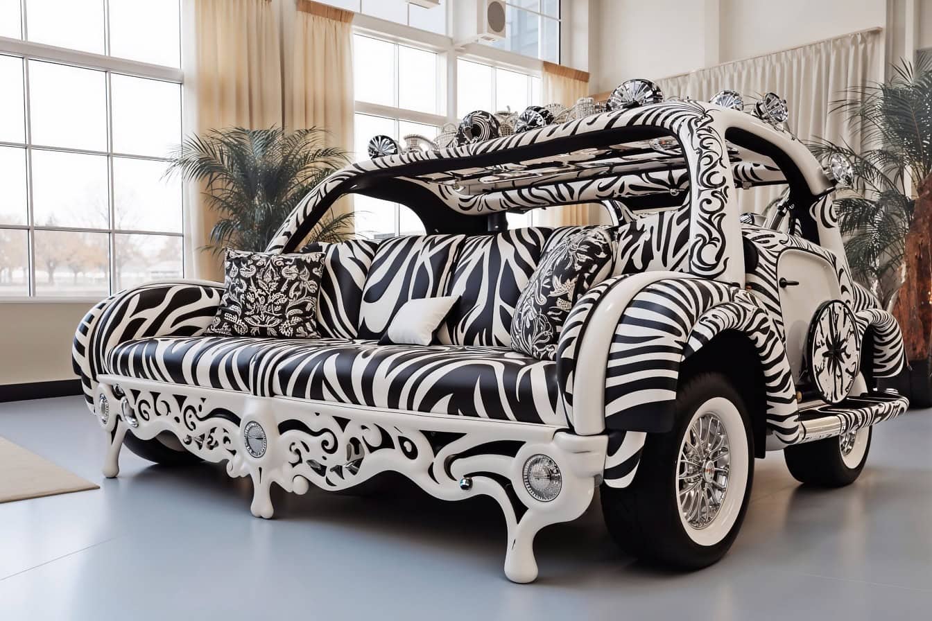 Kauč u safari stilu izrađen od automobila