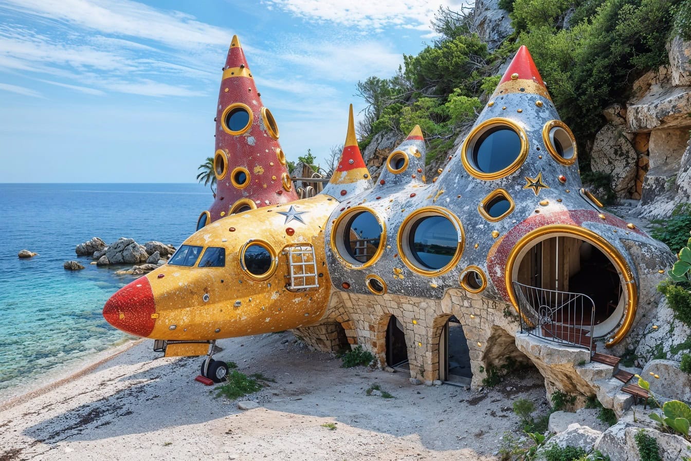 Letadlo adoptované pro plážový hotel v Chorvatsku