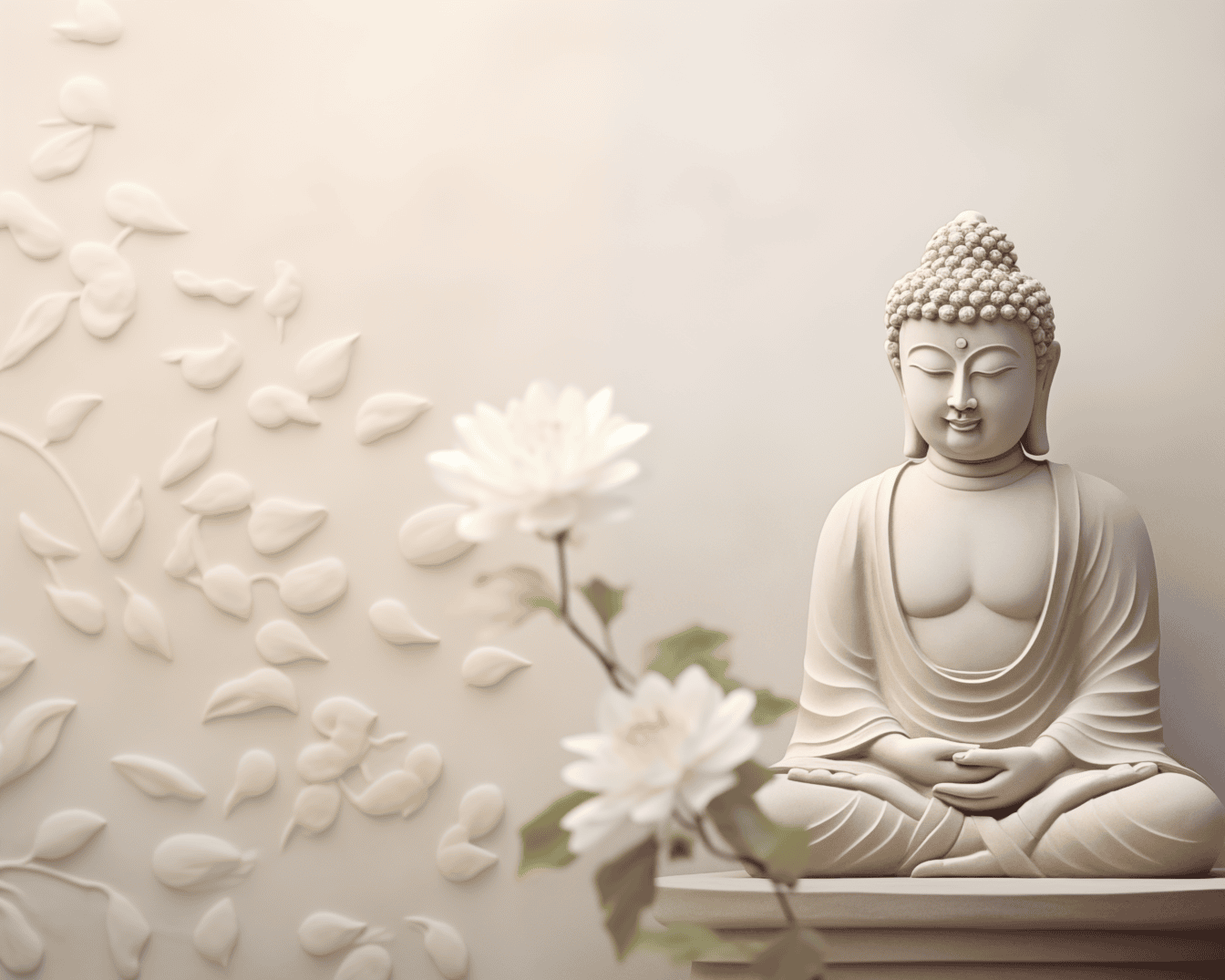 Statue eines Buddha in spiritueller transzendentaler Meditation im Lotussitz sitzend