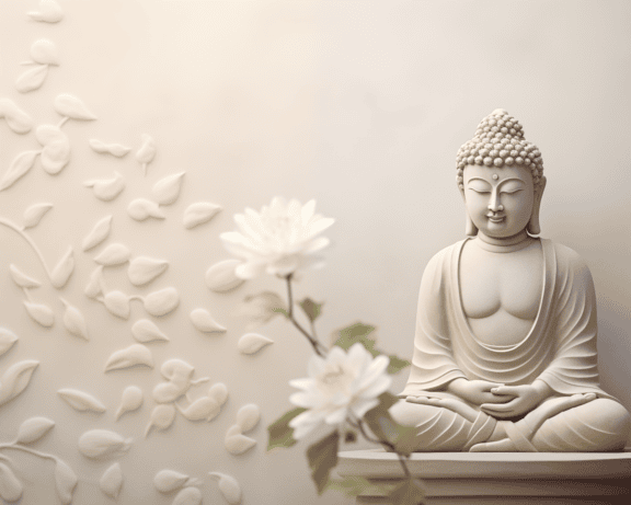 佛陀坐在莲花姿势进行精神超验冥想