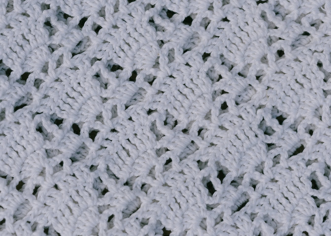 Close-up of texture of a white handmade knitted fabric