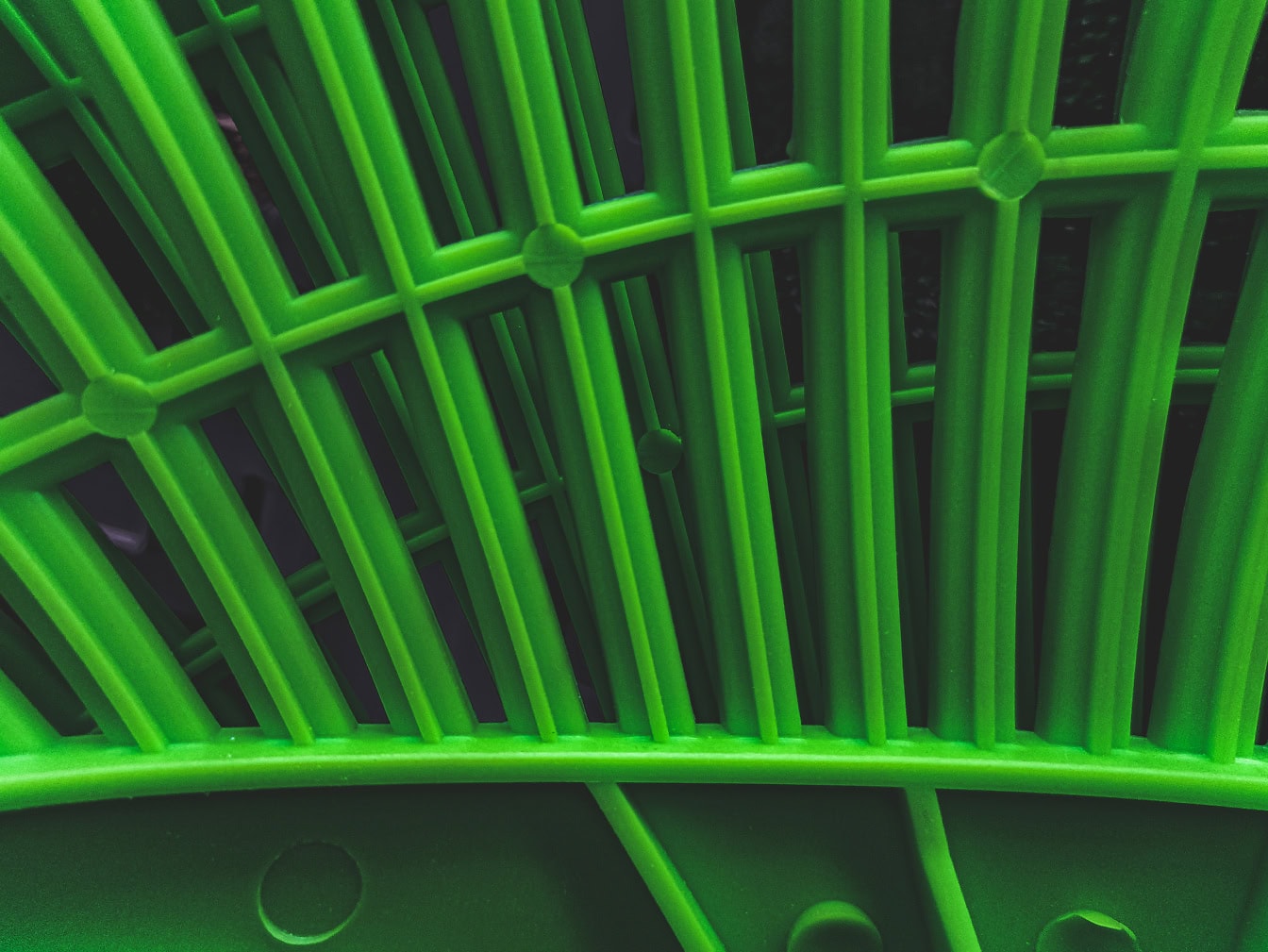 Nærbilde av et grønt plastobjekt