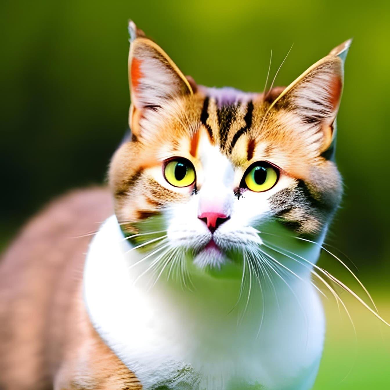 녹황색 눈을 가진 황갈색 고양이의 그래픽