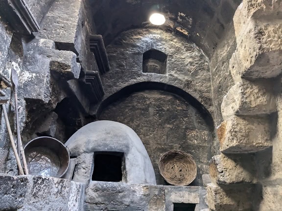 Medieval kitchen with a round oven at Santa Catalina monastery in Peru