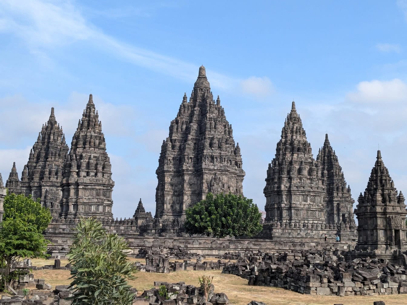 UNESCO dünya mirası alanı olan Endonezya’daki Java’da bir ortaçağ Prambanan Candi Endonezya dini tapınağı