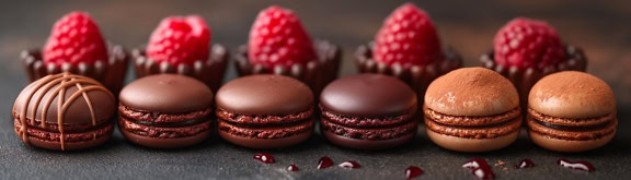 Een heerlijke chocolade macaron koekjes met frambozen en kaneel