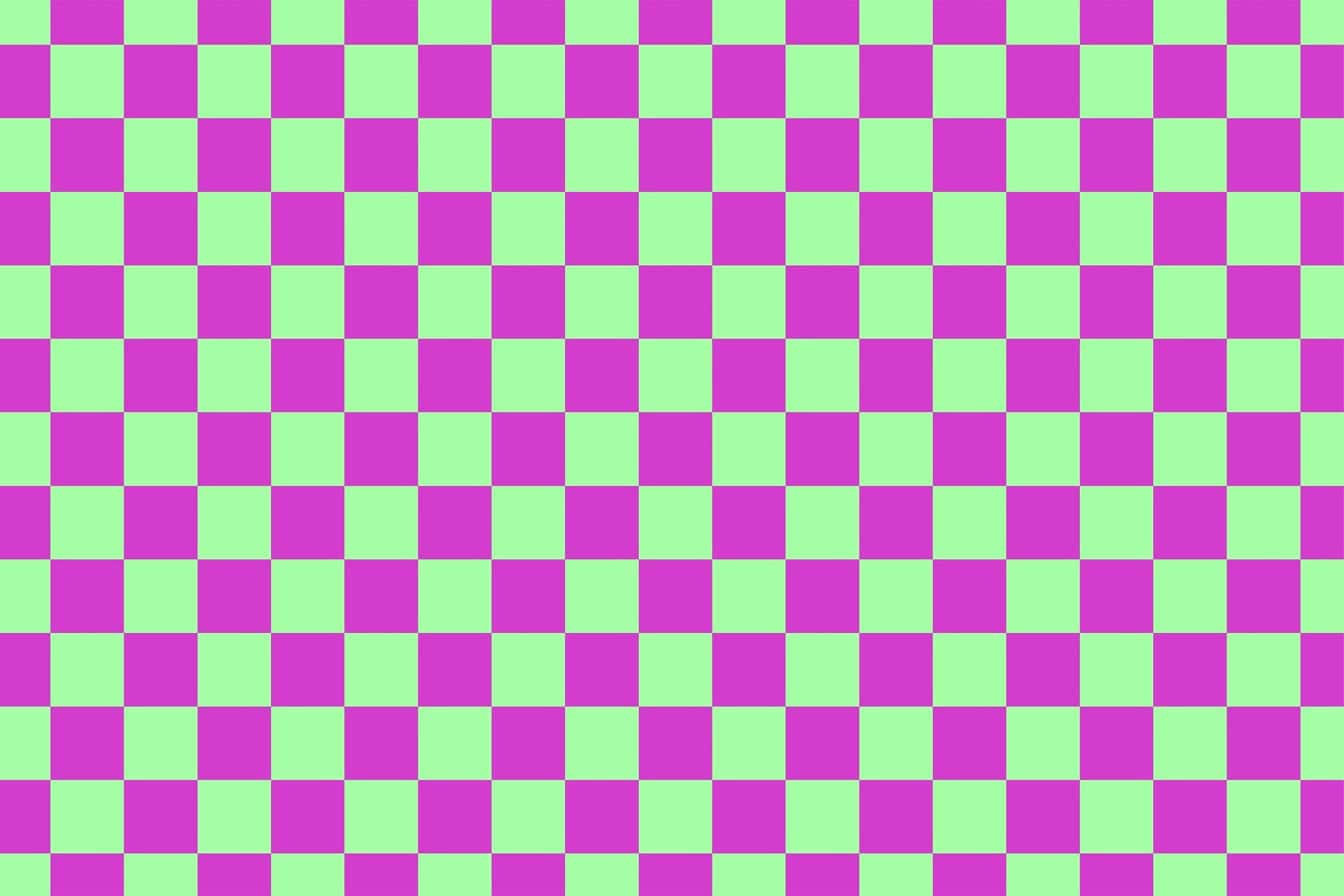 Motif à carreaux vert et violet, une texture de carrés avec une symétrie de pixels