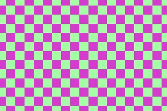 Padrão quadriculado verde e roxo, uma textura de quadrados com simetria de pixel