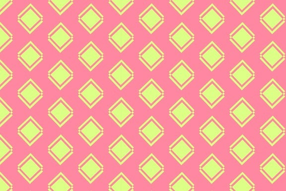 Pink background with and yellow rhomb texture, a vector graphic with geometric shapes and pixel symmetry