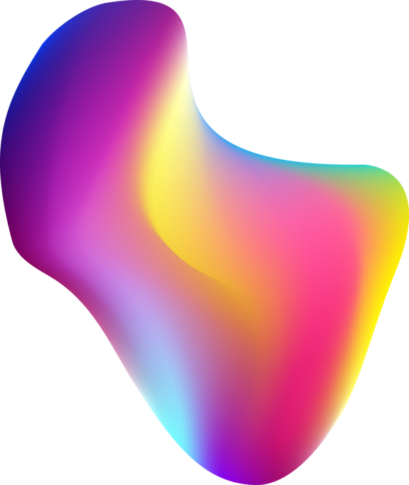 Abstract gradient coloration with a pink, purple and yellow colors with transparent background