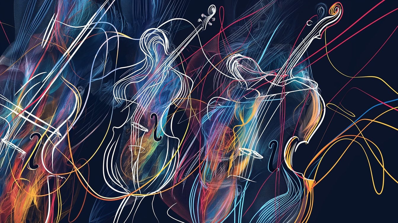 abstraktní digitální grafické perokresba ilustrace violoncella hudební nástroj