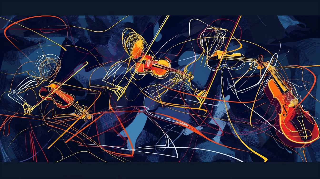 Abstract line illustration of playing a violin