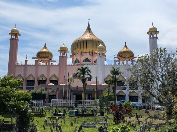 Die Masjid Bandar Kuching oder Masjid India oder indische Moschee, ein Ort zur Anbetung des Islam in der ältesten Moschee in Borneo, Malaysia