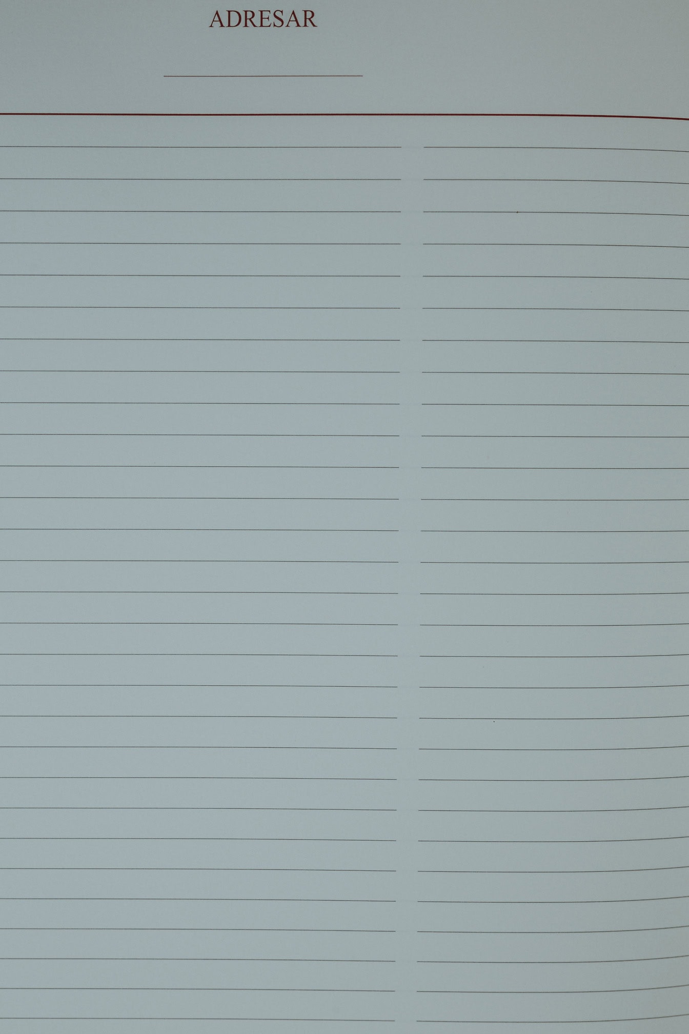 A close-up texture of a white paper with horizontal lines, an address notebook