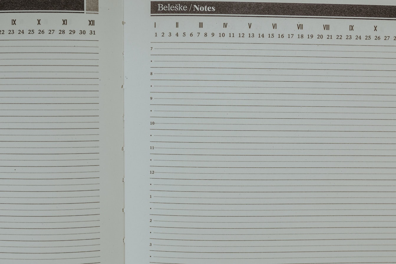 Une page blanche vide d’un bloc-notes avec un calendrier