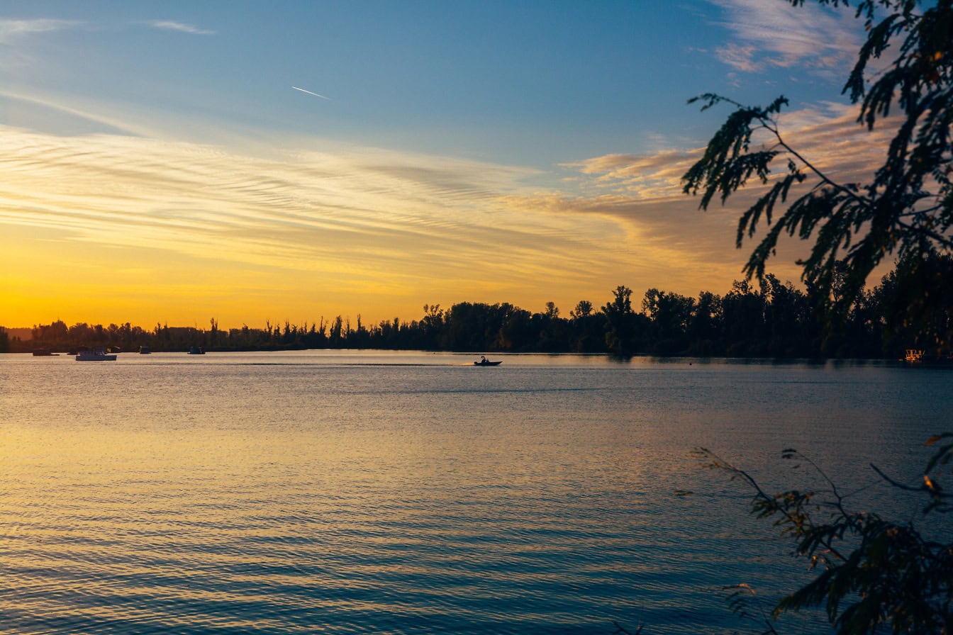 L’aube au bord du lac Tikvara, une réserve naturelle à Backa Palanka, en Serbie