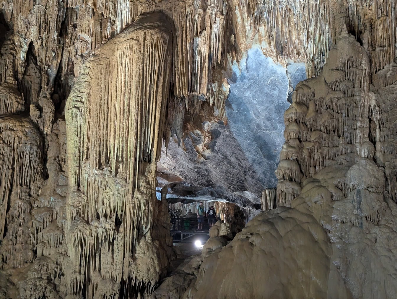 Amazing cave landscape in underground cave with stalactites and stalagmites, natural underground park