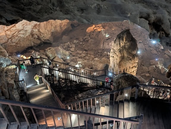 Staircase in the Paradise cave in Phong Nha Ke Bang national park, an UNESCO's world heritage site at Dong Hoi, Vietnam