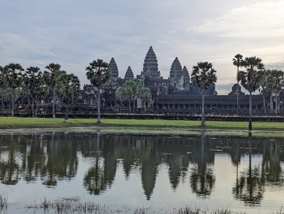 Panoráma az Angkor Vatról, a világ legnagyobb vallási komplexumáról, Siem Reap, Angkor Wat, Kambodzsa