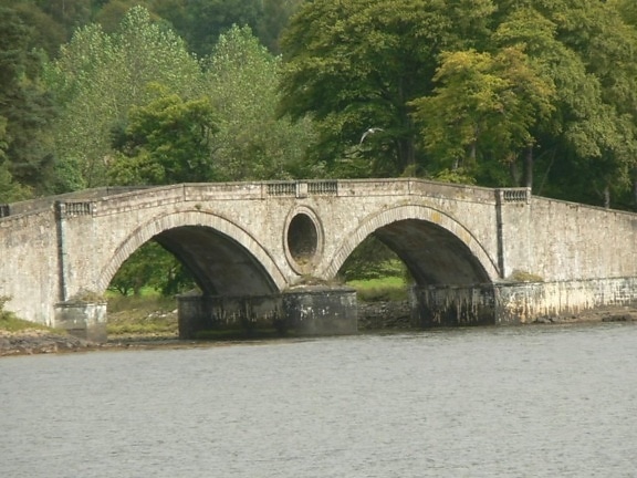 viejo, puente, lago