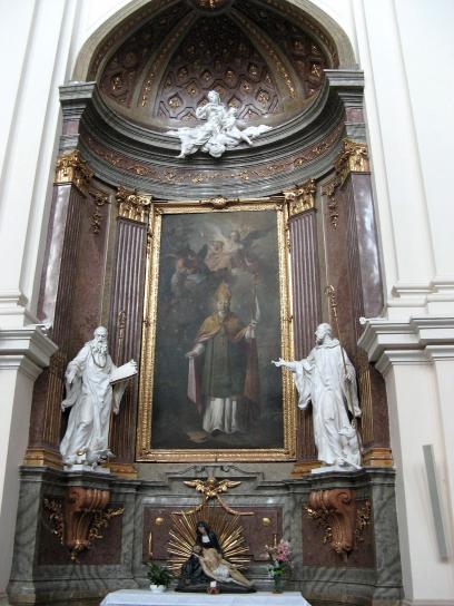 church, interior, statues
