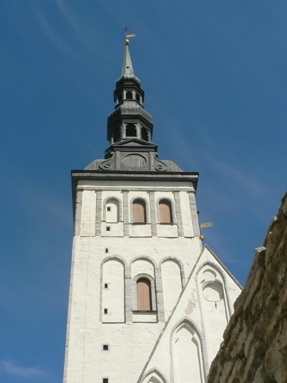 church, tower, front