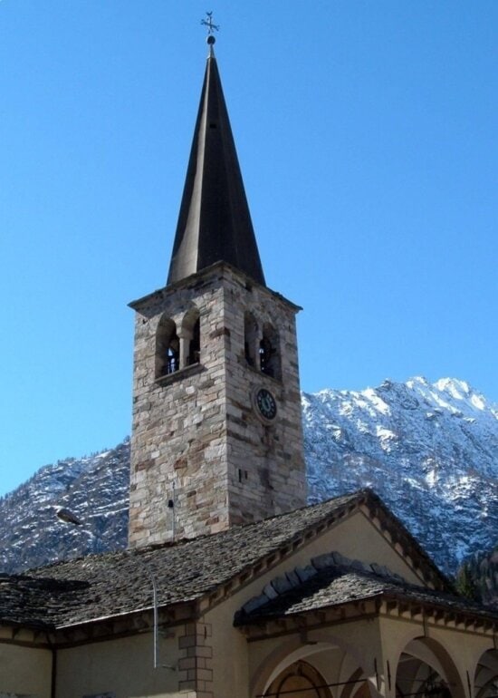 church, tower, village, mountain