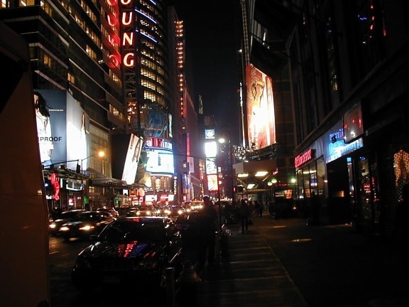 neon, signs, buildings, busy, traffic, night