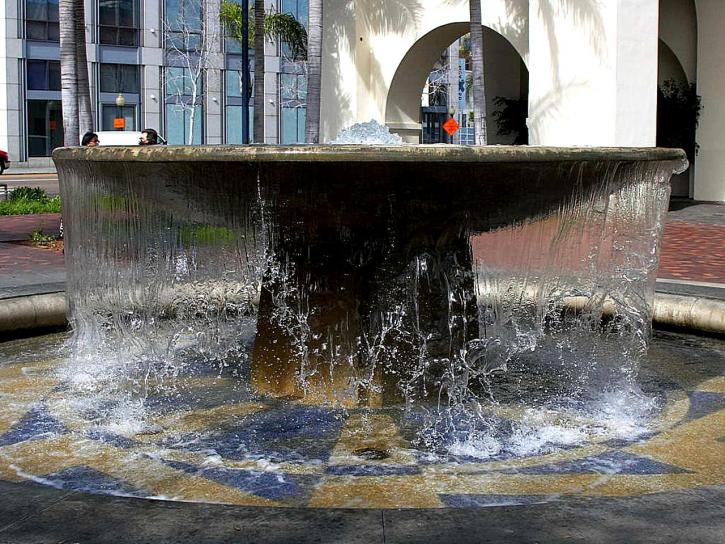 fontaine, chariot, gare, centre-ville, San Diego