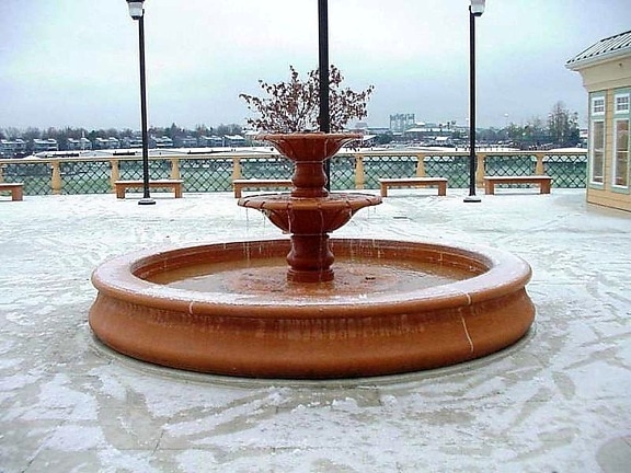 fountain, snow, Portland