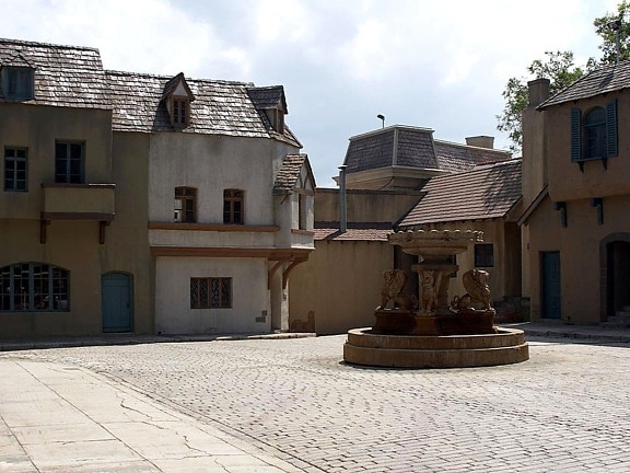 fountains, old, town