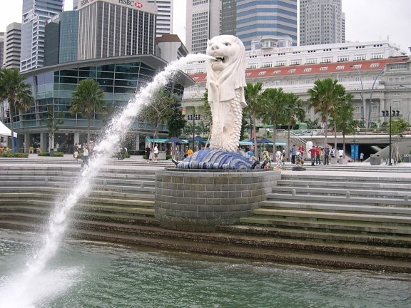 merlion, fuente, Singapur