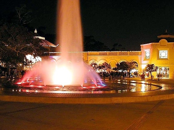 notte, fontane, parco