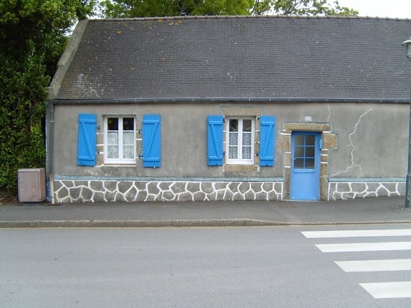 blue, window, shotters, house