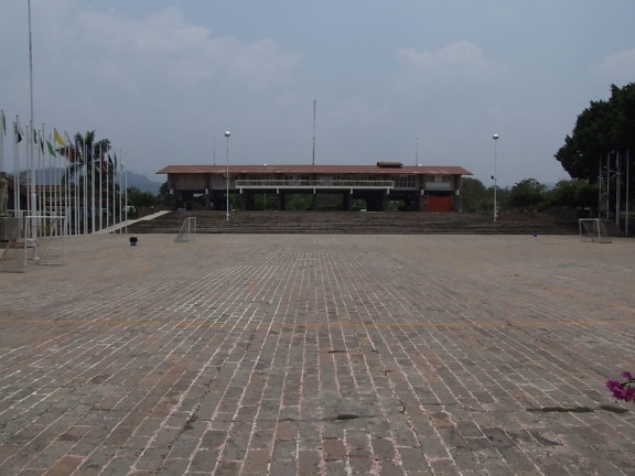 bejárat, plaza, centro, vacacional, oaxtepec