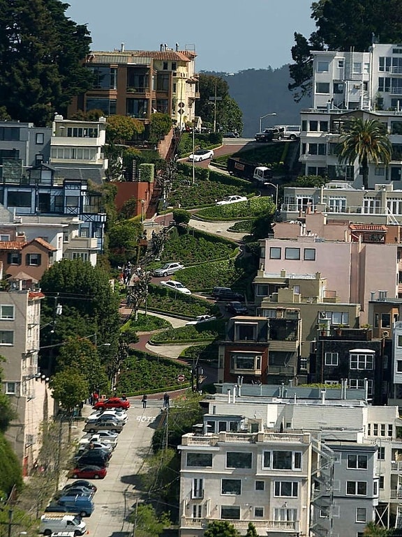Lombard, đường phố, San Francisco, Châu Mỹ, crookedest, street
