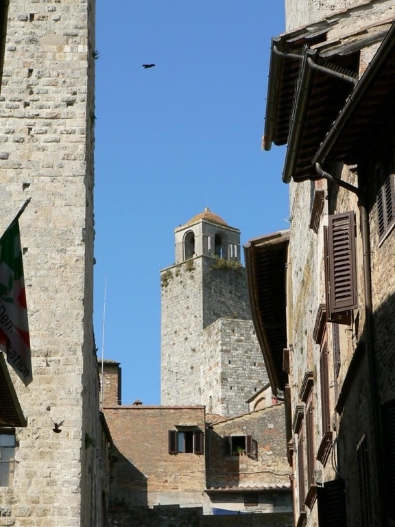 bell, tower, village