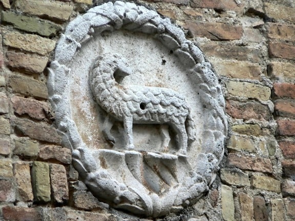 lamb, emblem, wall