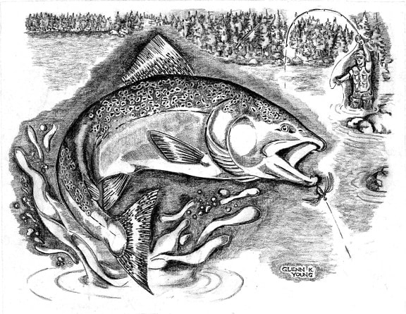 czarno-biały ilustracja, rybak, połowów, sztuka, Fotografia