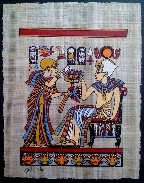 vieux, papyrus, égyptien, motifs