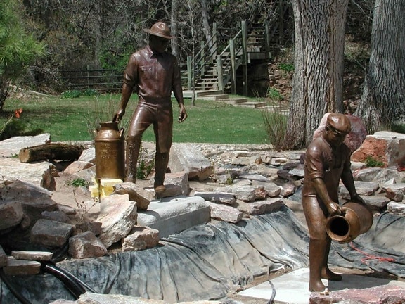 bronze, la sculpture, la pêche, les travailleurs