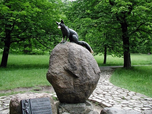 statua, animale, volpe