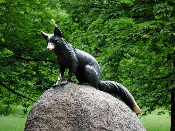 statue, fox