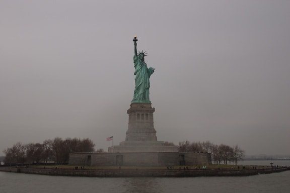statue, liberty, pedestal, liberty, island