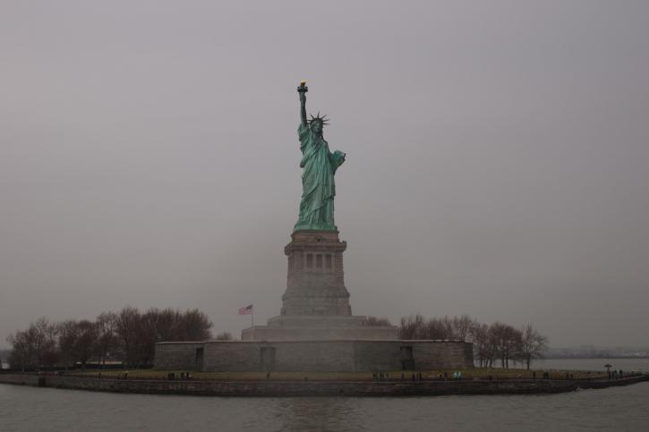 statue, liberty, pedestal, liberty, island