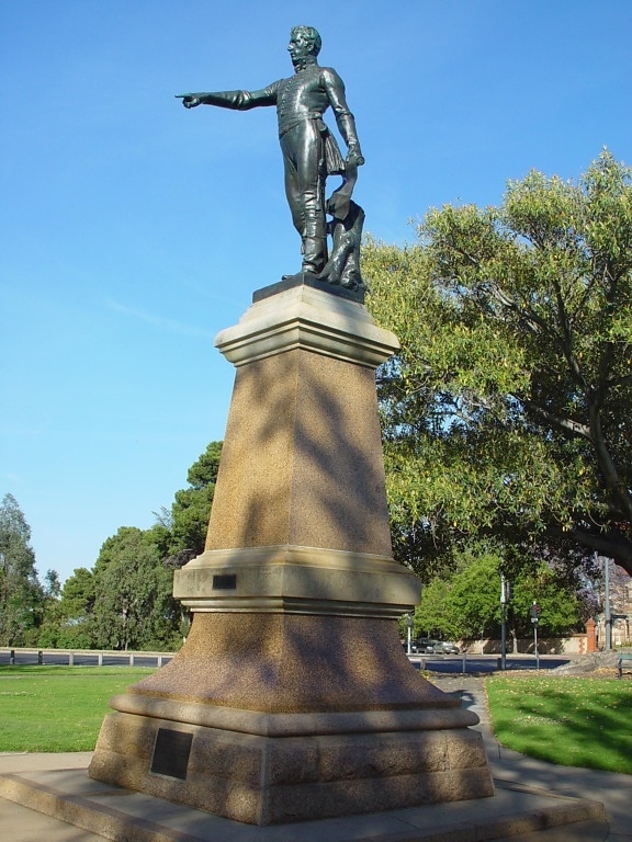 statue, William, lys, adelaides, grunnlegger, 1836