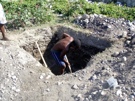 изкопаване, дупка, подземни, септичен, гардероб, резервоар