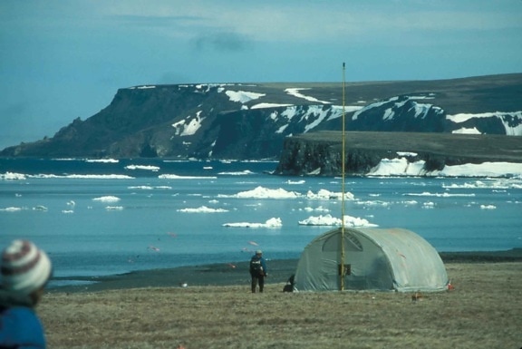 pole, tábor, Aljaška, zimné